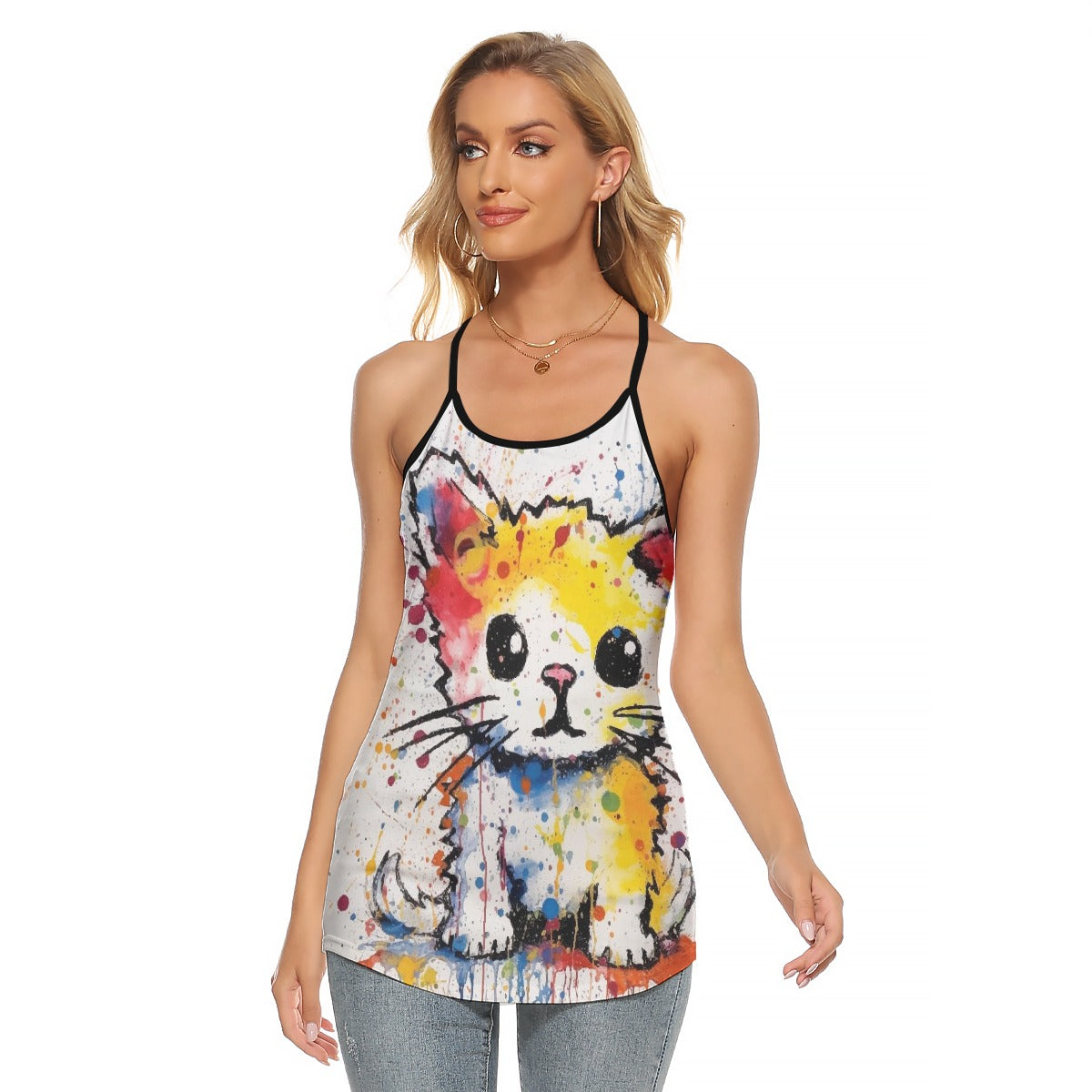 All-Over Print Women's Criss-Cross Open Back Tank Top
