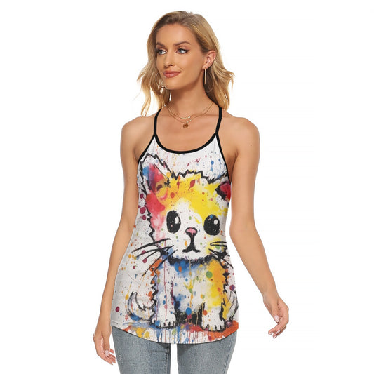 All-Over Print Women's Criss-Cross Open Back Tank Top