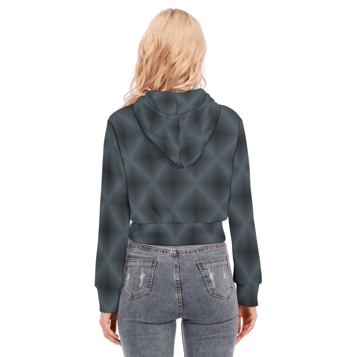 All-Over Print Women's Crop Top Hoodie With Zipper Closure