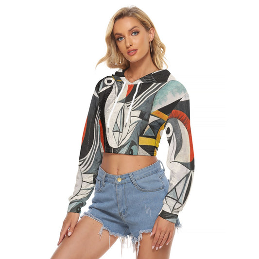 All-Over Print Women's Crop Top Hoodie|Velvet