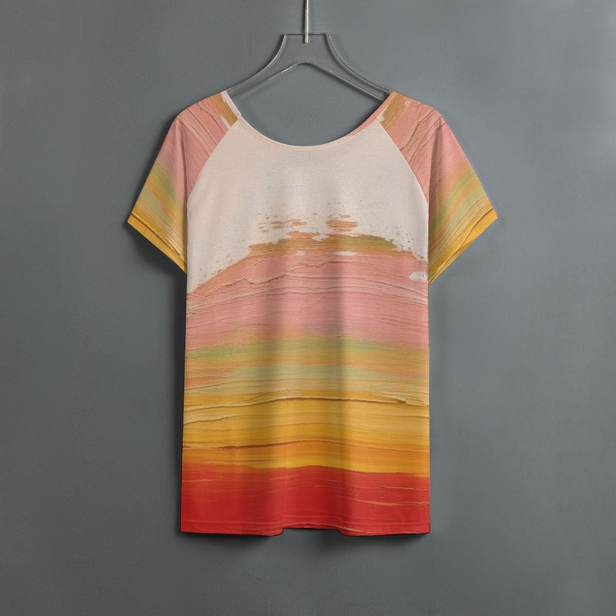 All-Over Print Women's Round Neck T-shirt With Raglan Sleeve