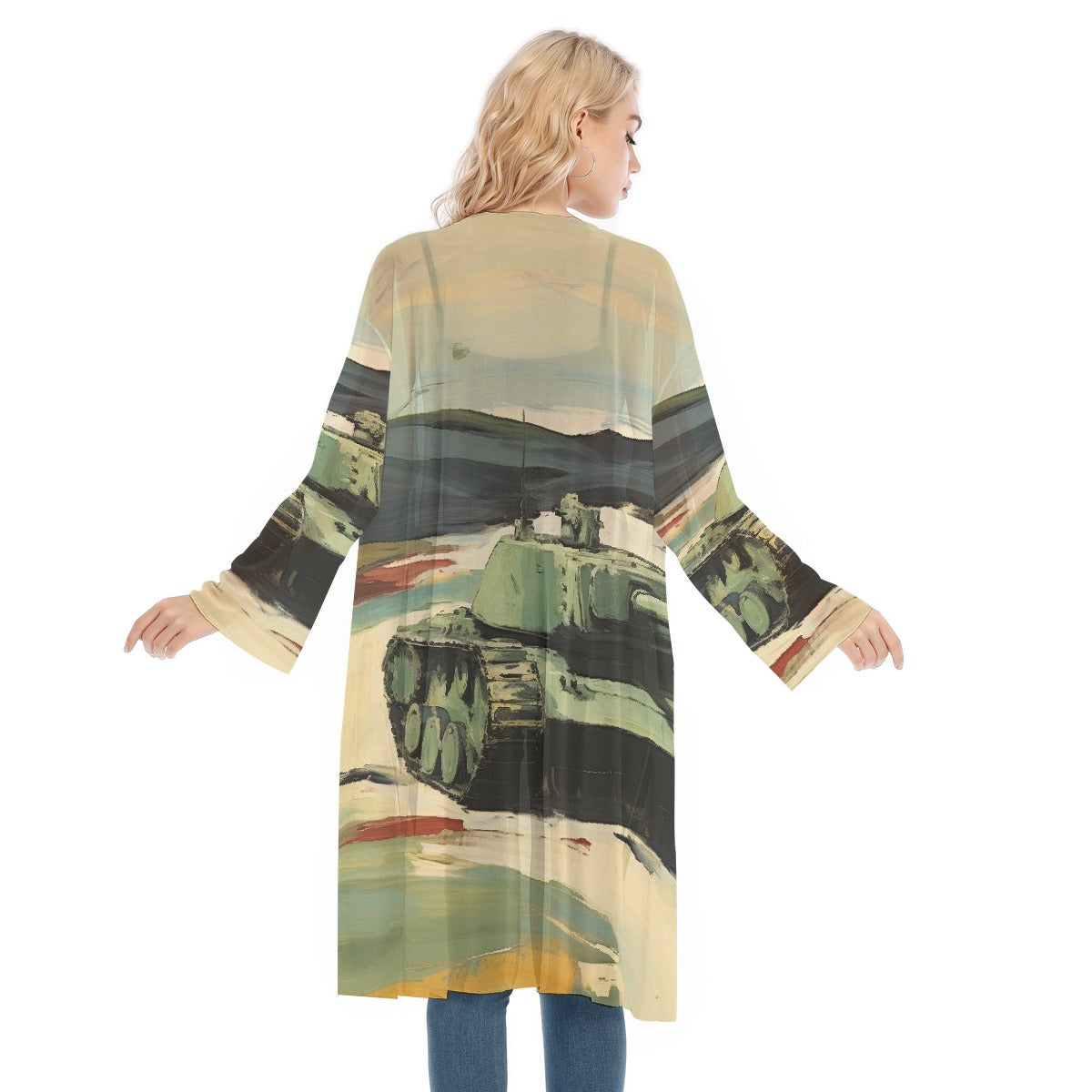 All- Over Print Women's Long Sleeve Mesh Cardigan