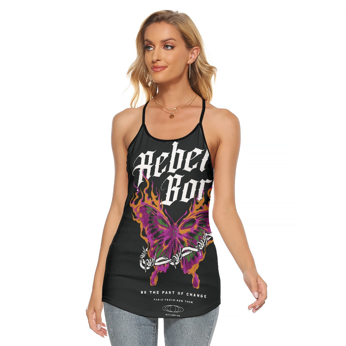 All-Over Print Women's Criss-Cross Open Back Tank Top