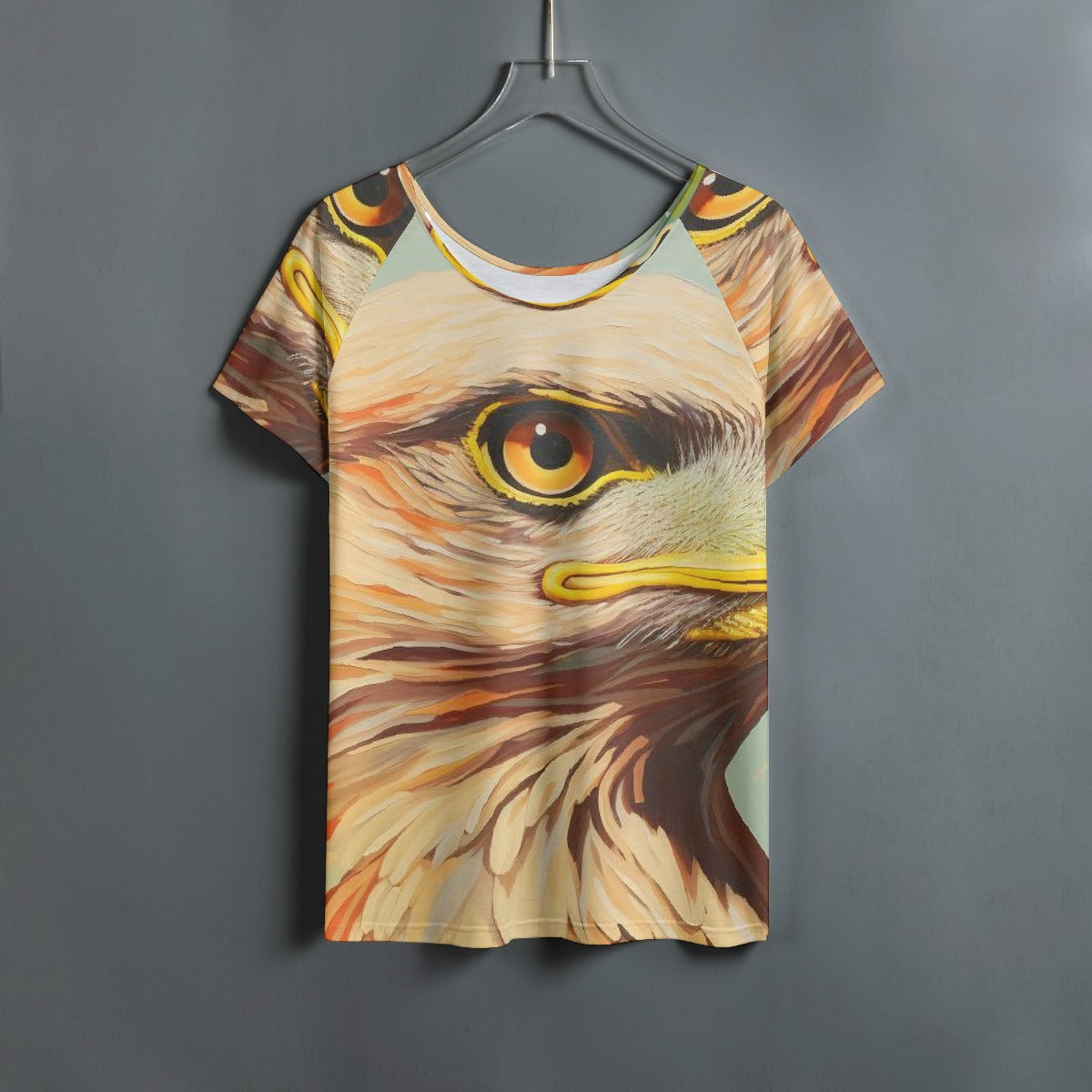 All-Over Print Women's Round Neck T-shirt With Raglan Sleeve