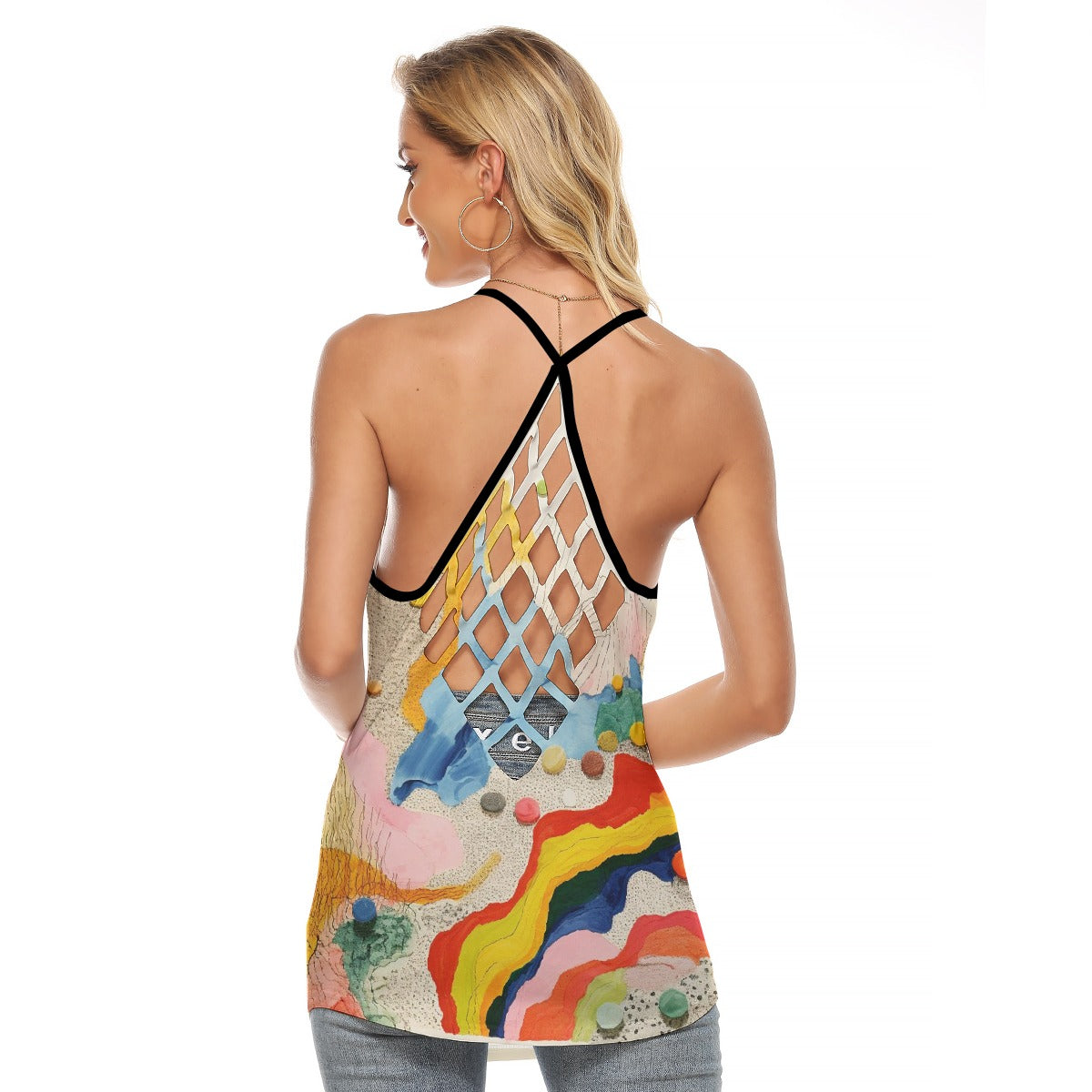All-Over Print Women's Criss-Cross Open Back Tank Top