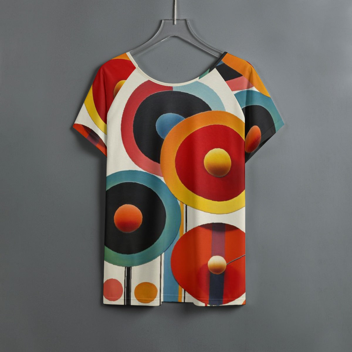 All-Over Print Women's Round Neck T-shirt With Raglan Sleeve