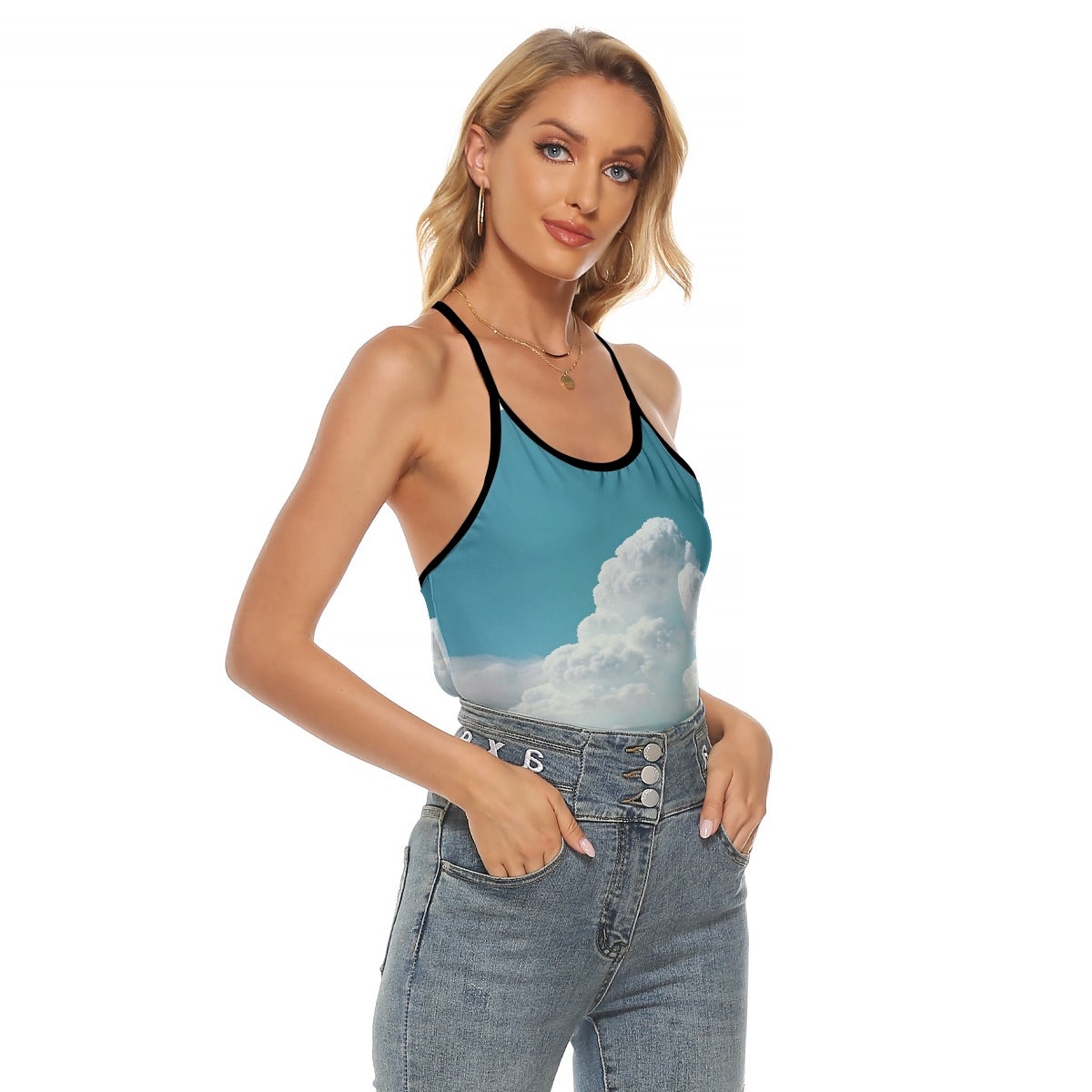 All-Over Print Women's Criss-Cross Open Back Tank Top