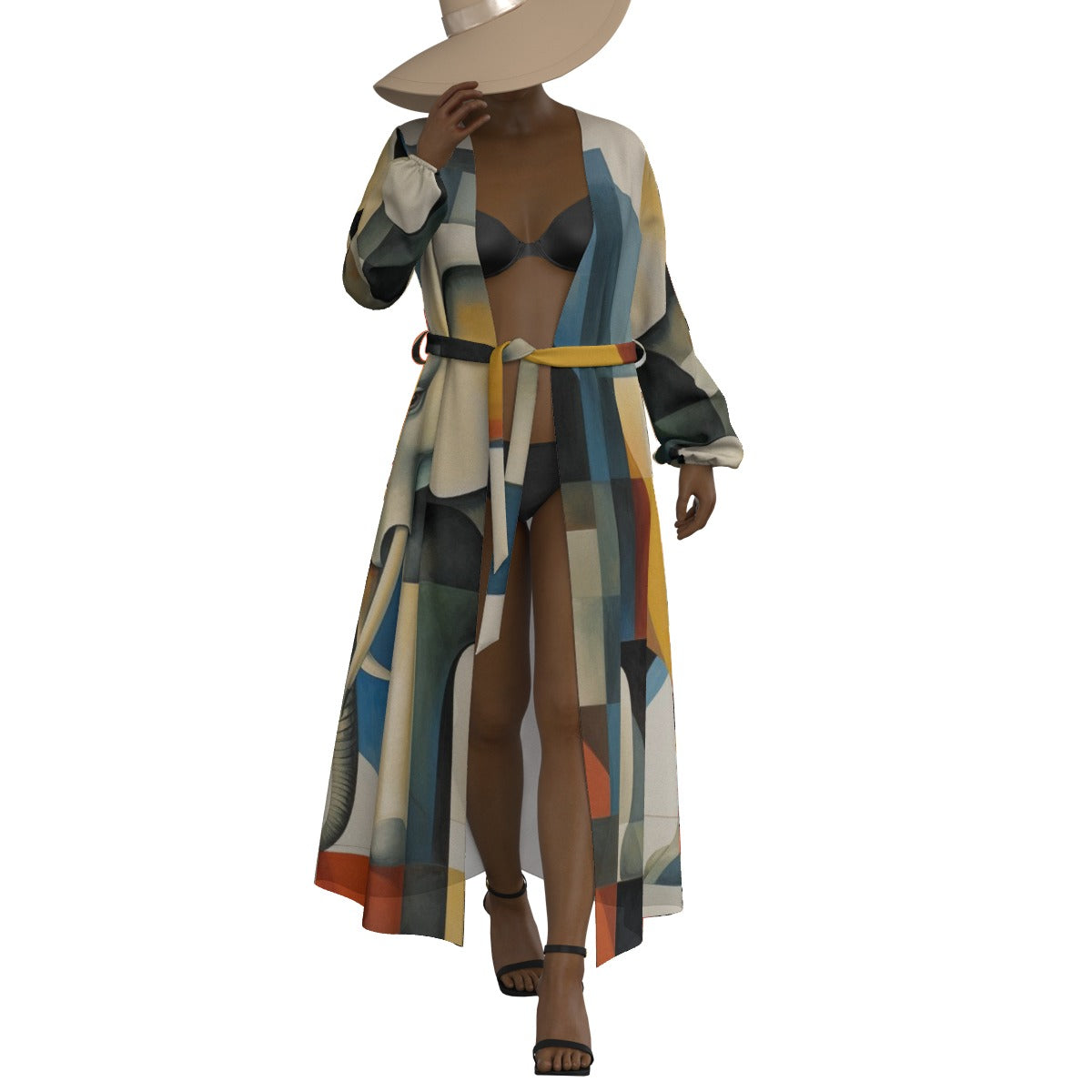 All-Over Print Women's Lace-up Chiffon Robe