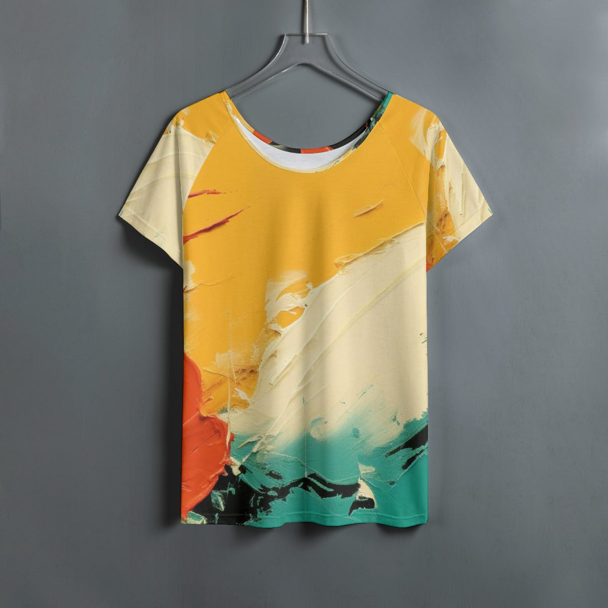 All-Over Print Women's Round Neck T-shirt With Raglan Sleeve