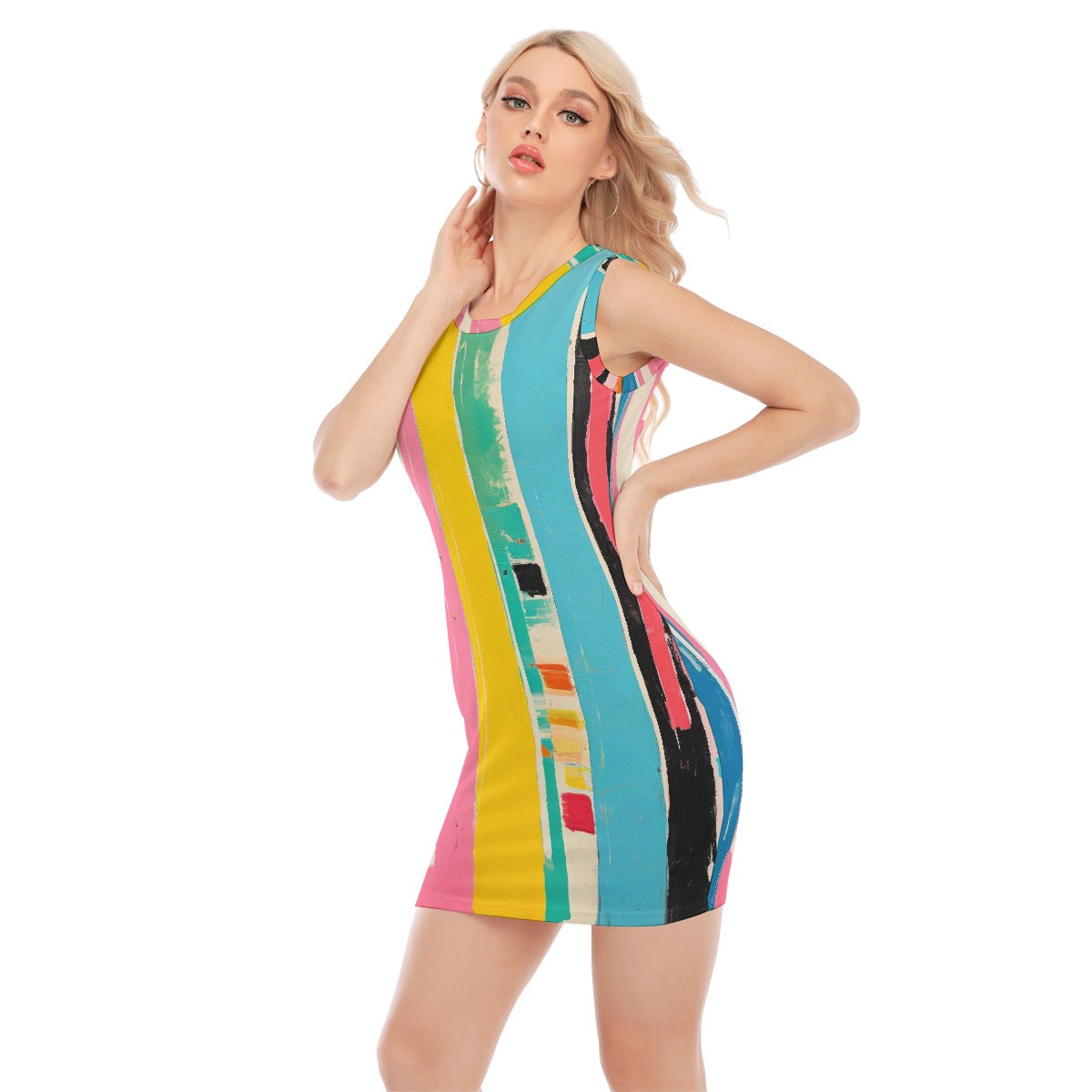 All-Over Print Women's O-neck Sleeveless Hip Skirt