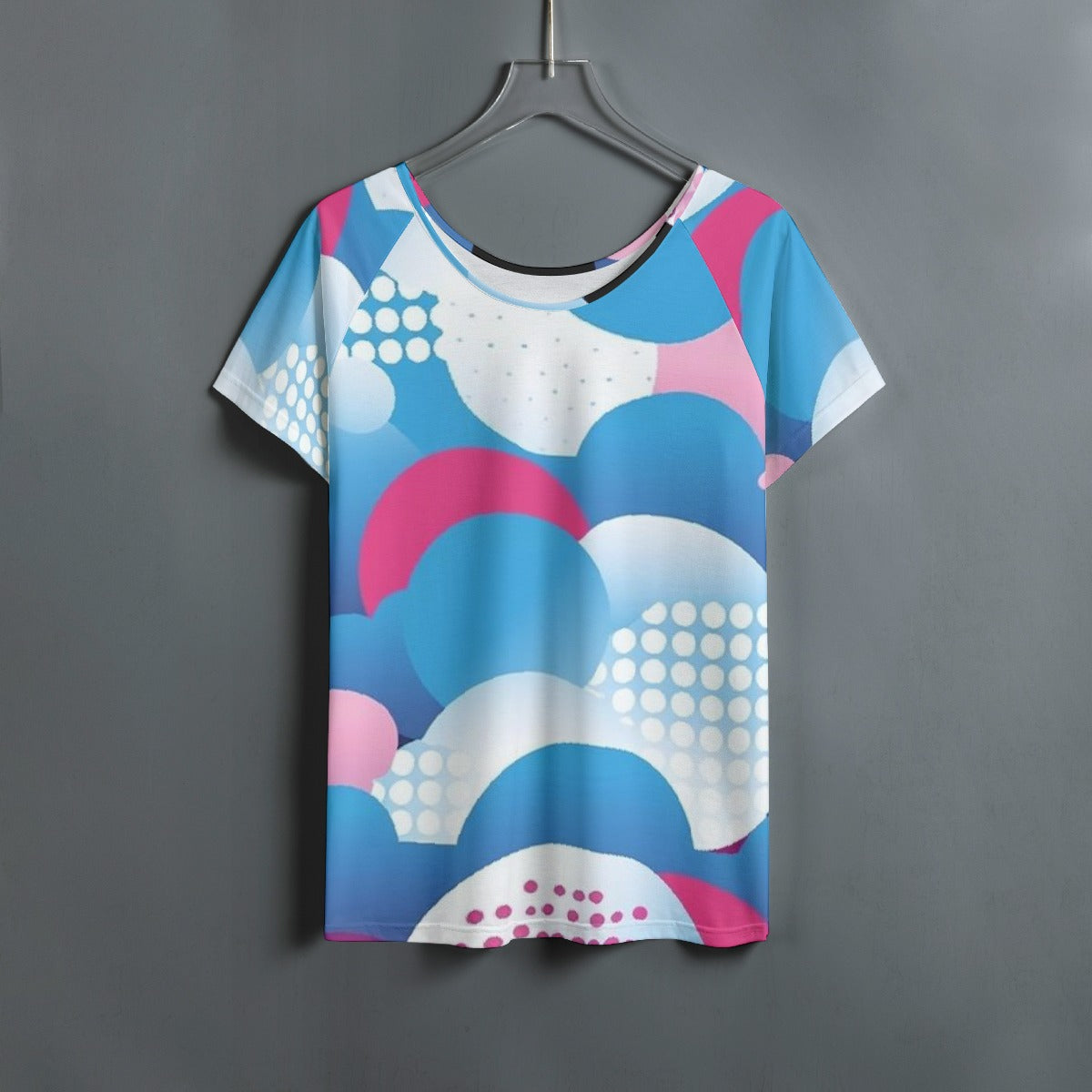 All-Over Print Women's Round Neck T-shirt With Raglan Sleeve