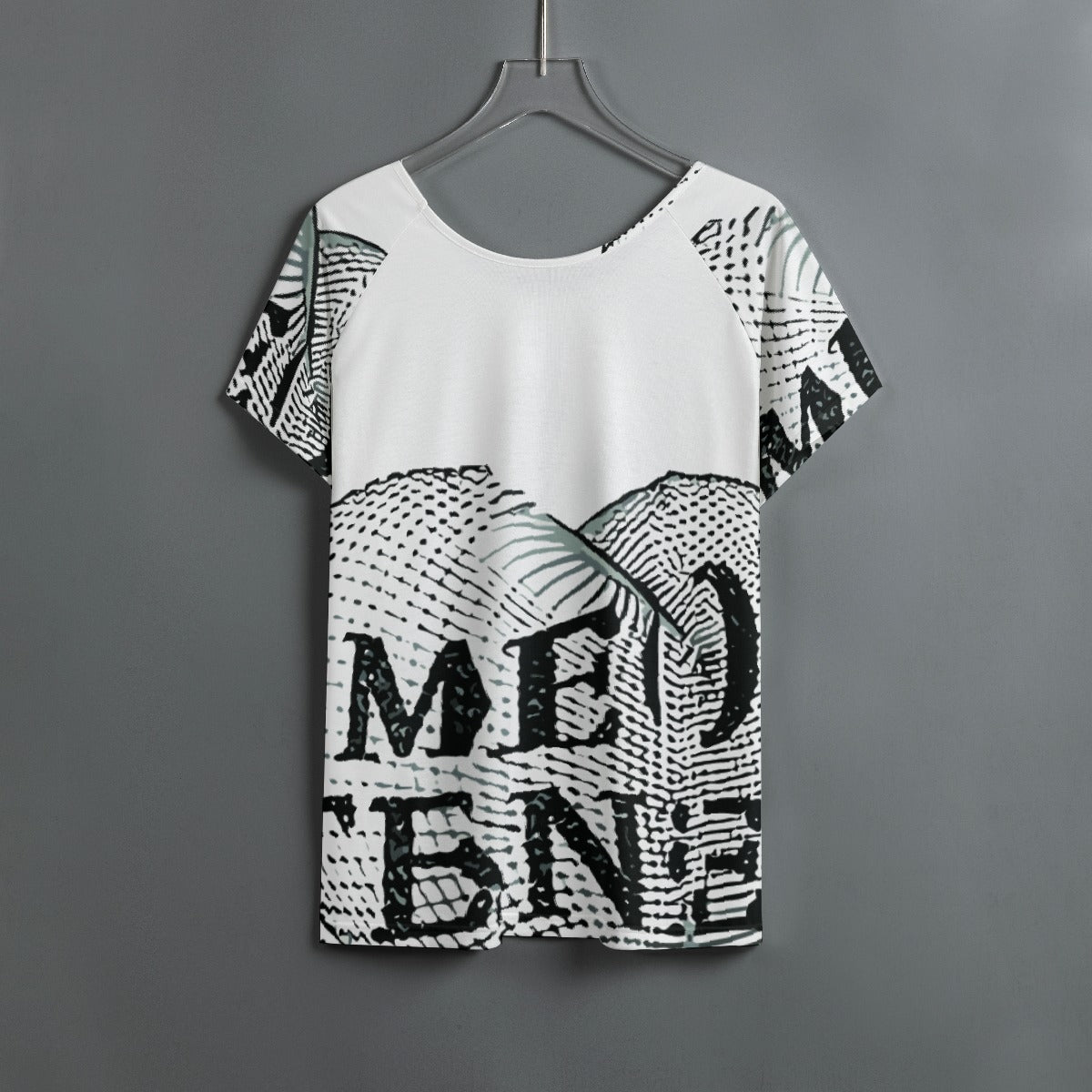 All-Over Print Women's Round Neck T-shirt With Raglan Sleeve