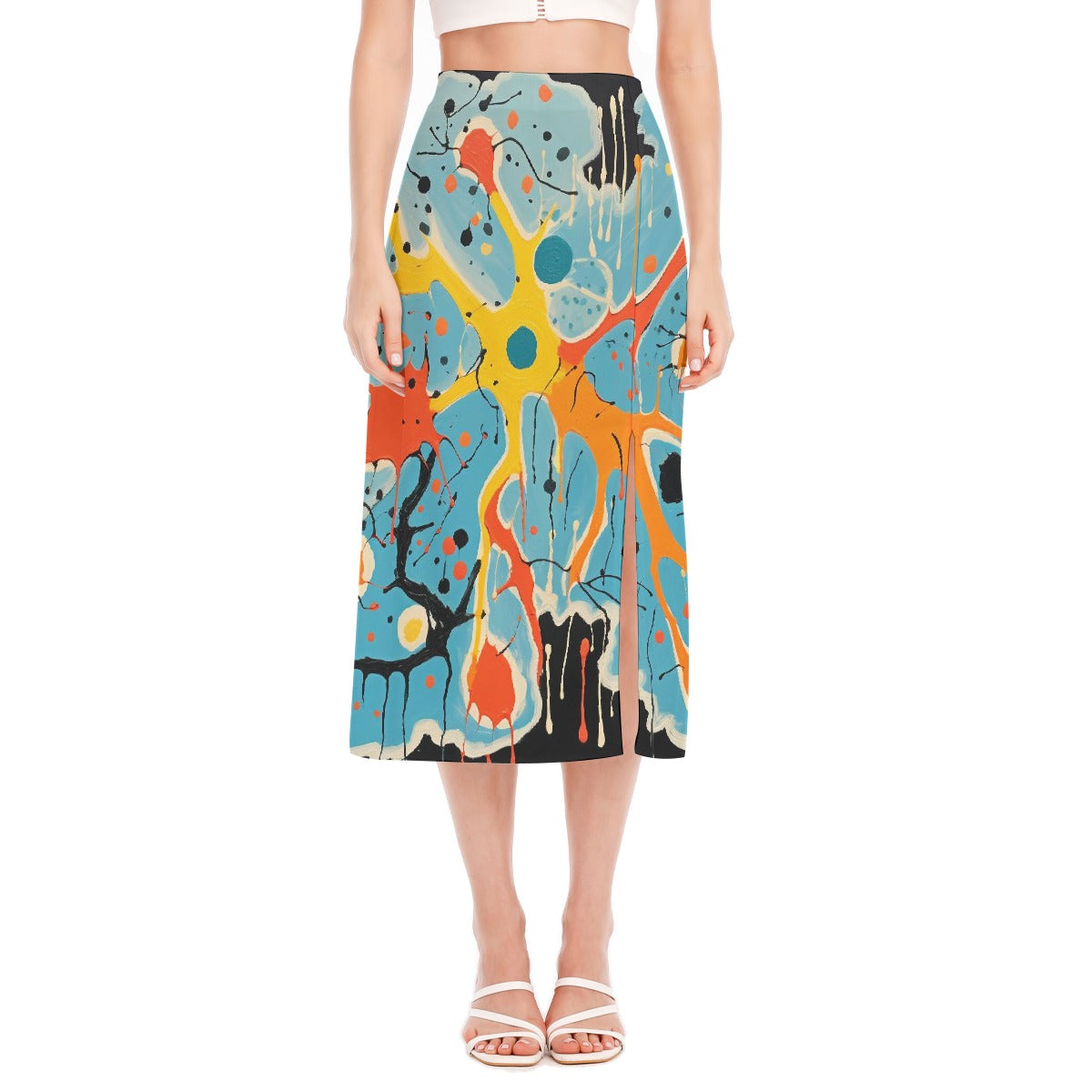 All-Over Print Women's High Slit Long Skirt
