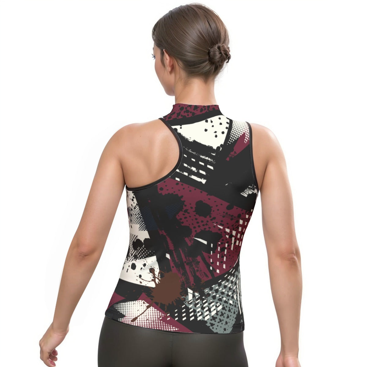 All-Over Print Women's Halter Sleeveless Asymmetrical Tank Top
