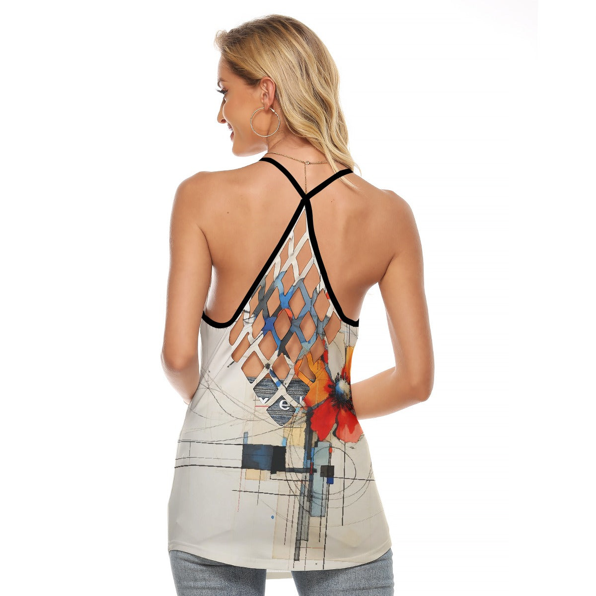 All-Over Print Women's Criss-Cross Open Back Tank Top