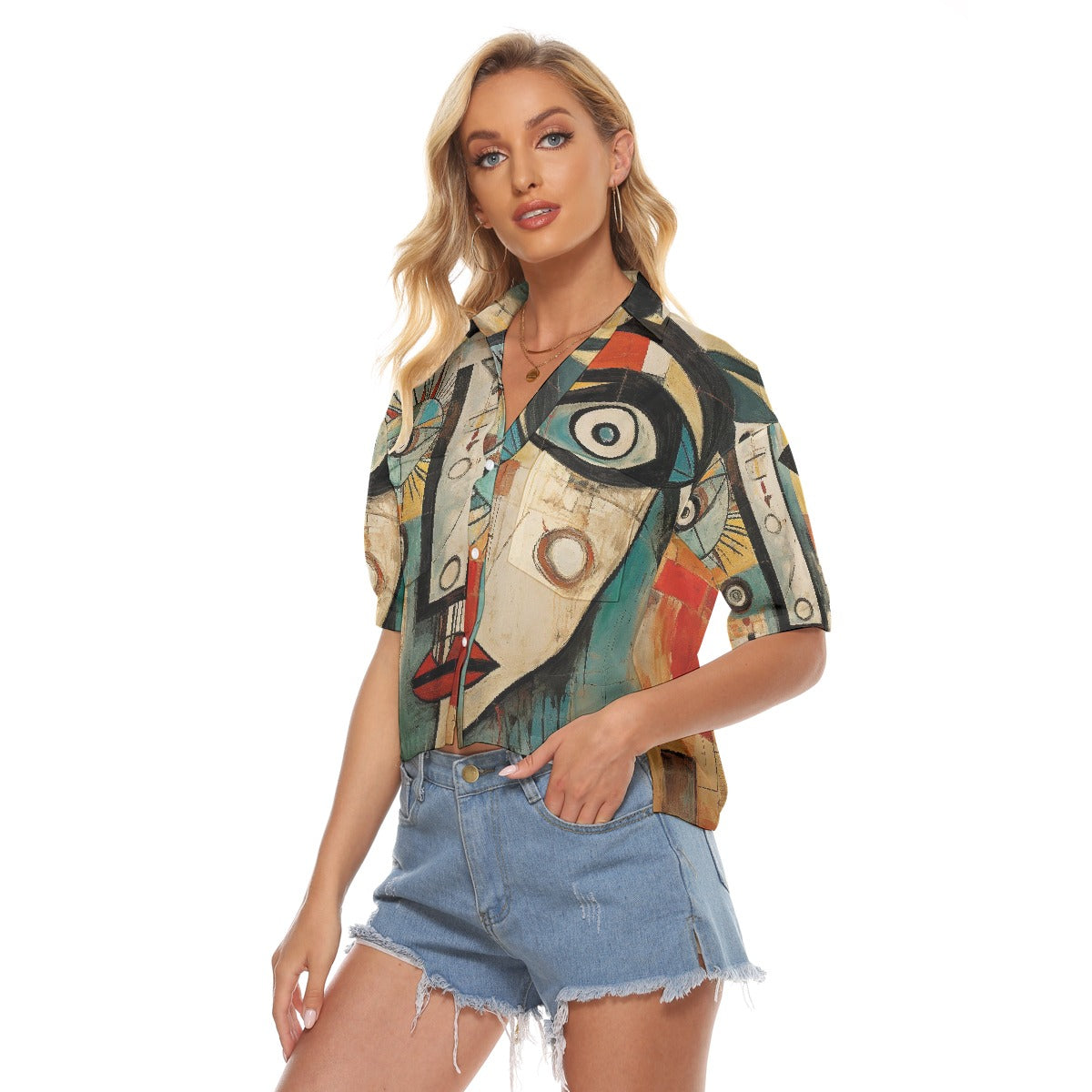 All-Over Print Women's V-neck Shirts