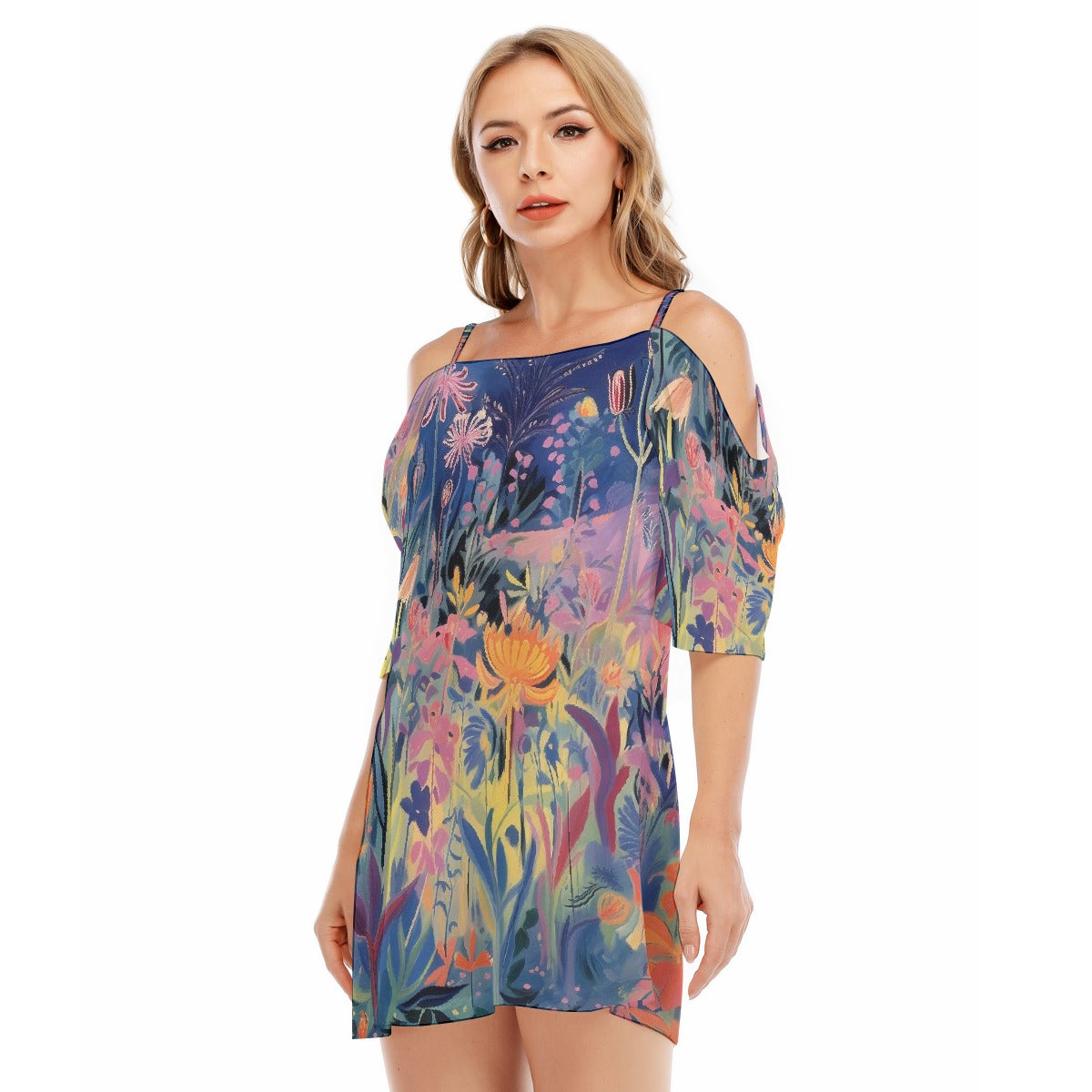 All-Over Print Women's Off-shoulder Cami Dress
