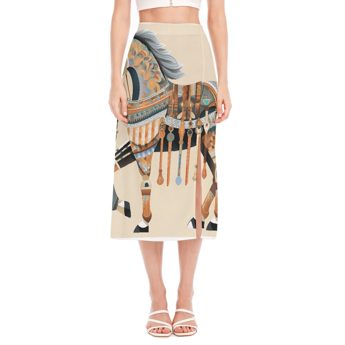 All-Over Print Women's High Slit Long Skirt