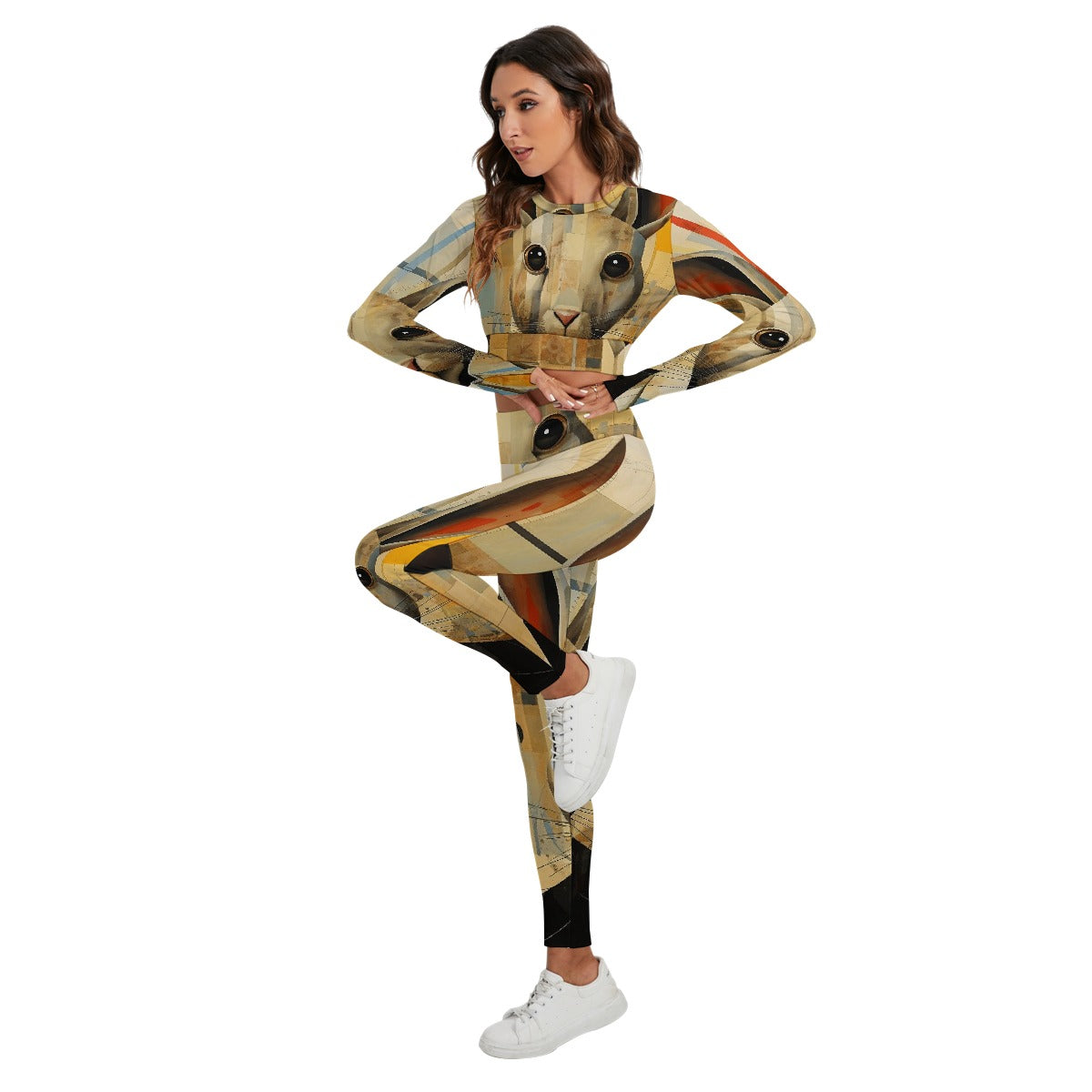 All-Over Print Women's Sport Set With Backless Top And Leggings