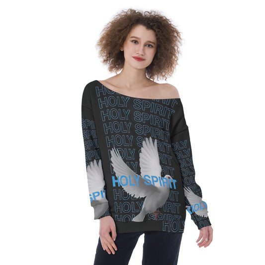 All-Over Print Oversized Women's Off-Shoulder Sweatshirt