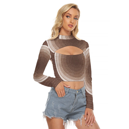 All-Over Print Women's Hollow Chest Keyhole Tight Crop Top