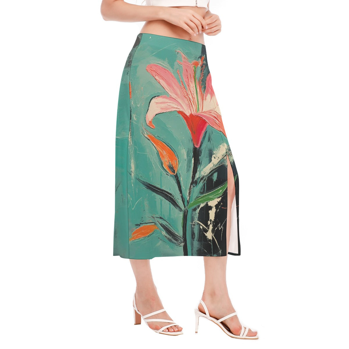 All-Over Print Women's High Slit Long Skirt