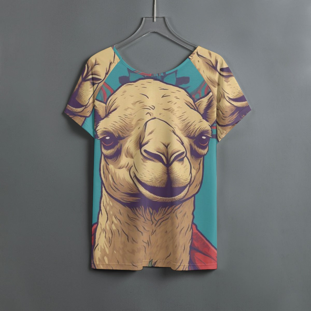 All-Over Print Women's Round Neck T-shirt With Raglan Sleeve