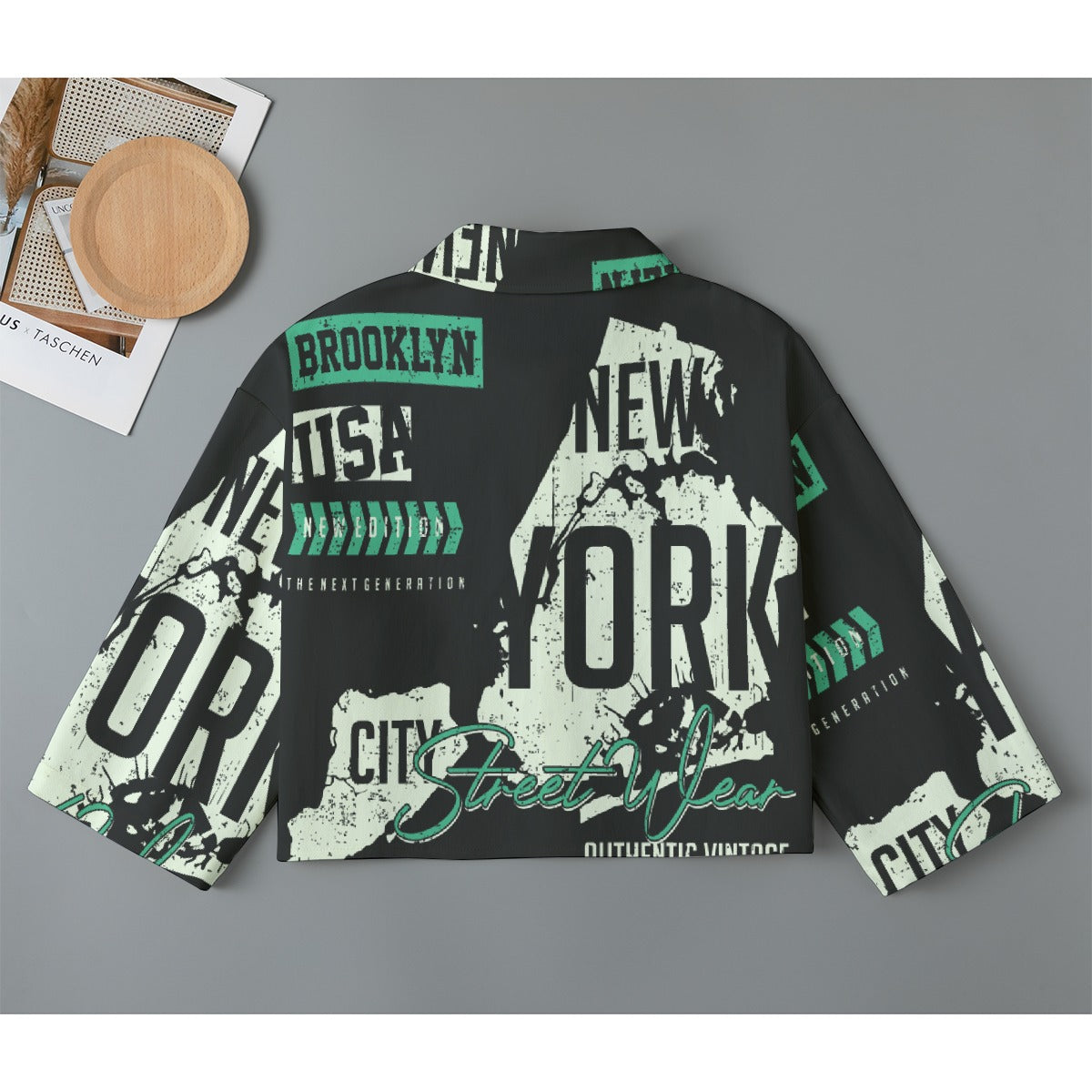 All-Over Print Women's Cropped Jacket | 245GSM Cotton