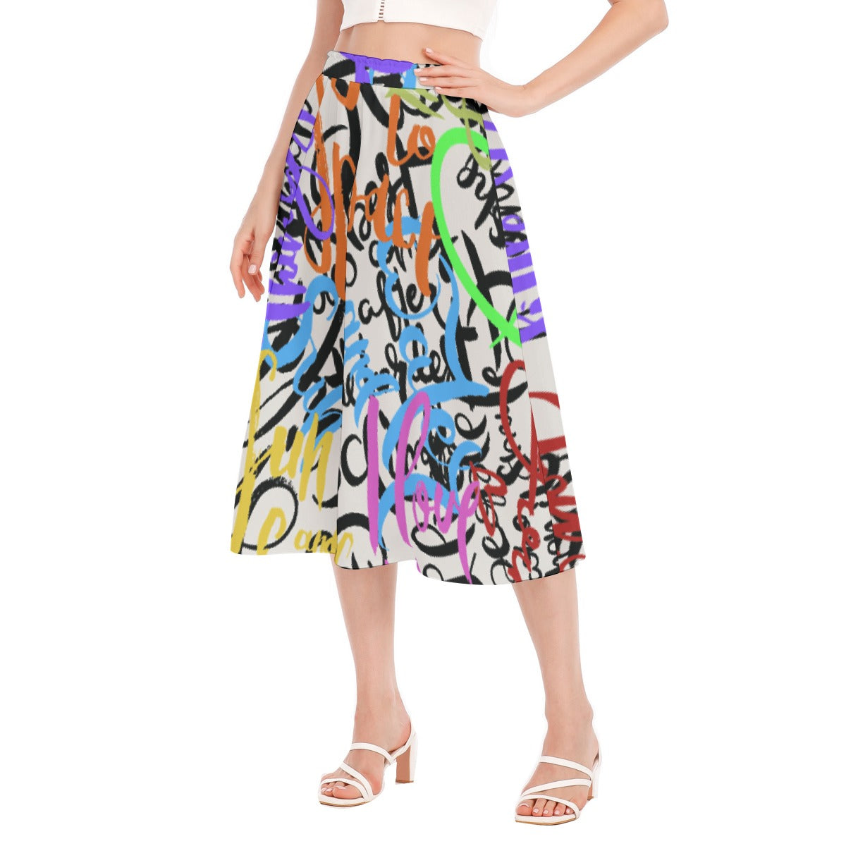All-Over Print Women's Long Section Chiffon Skirt