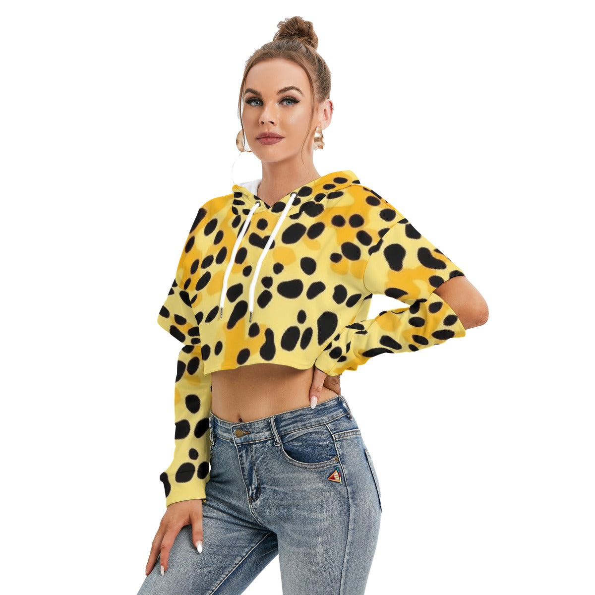 All-Over Print Women's Heavy Fleece Hoodie With Hollow Out Sleeve