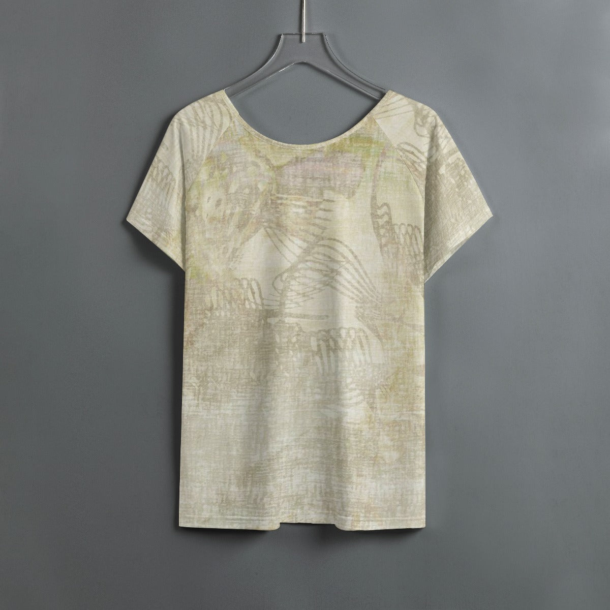 All-Over Print Women's Round Neck T-shirt With Raglan Sleeve