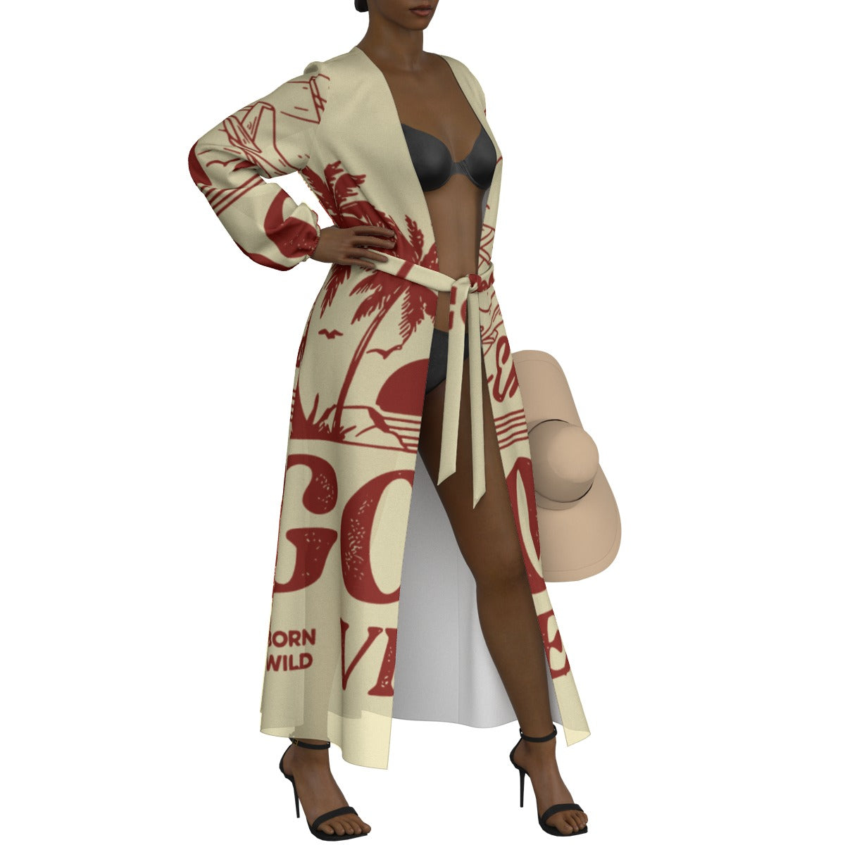 All-Over Print Women's Lace-up Chiffon Robe