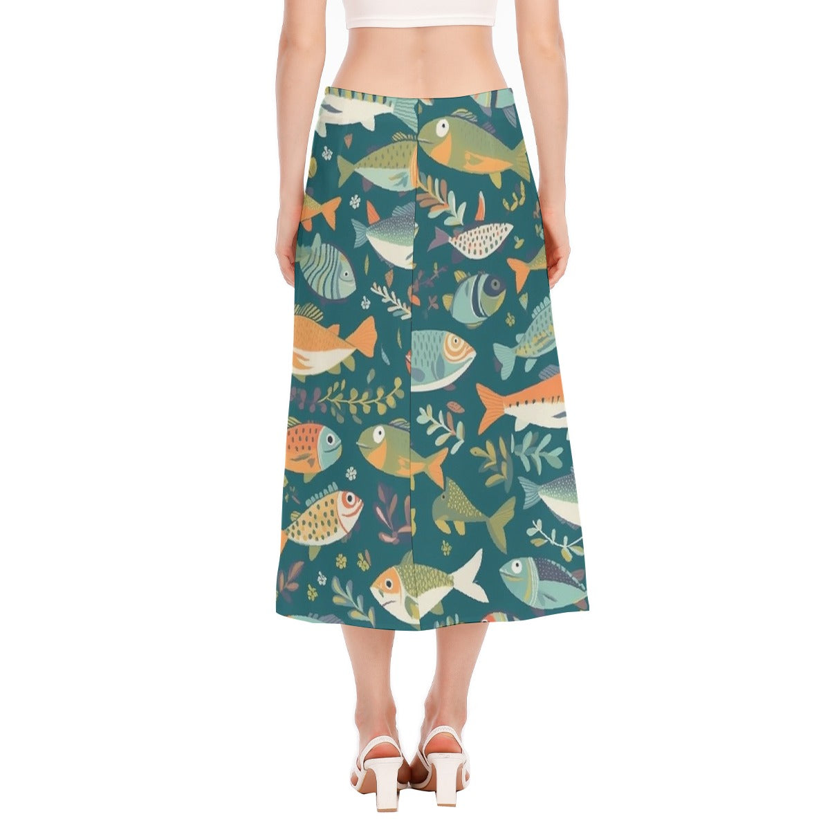 All-Over Print Women's High Slit Long Skirt