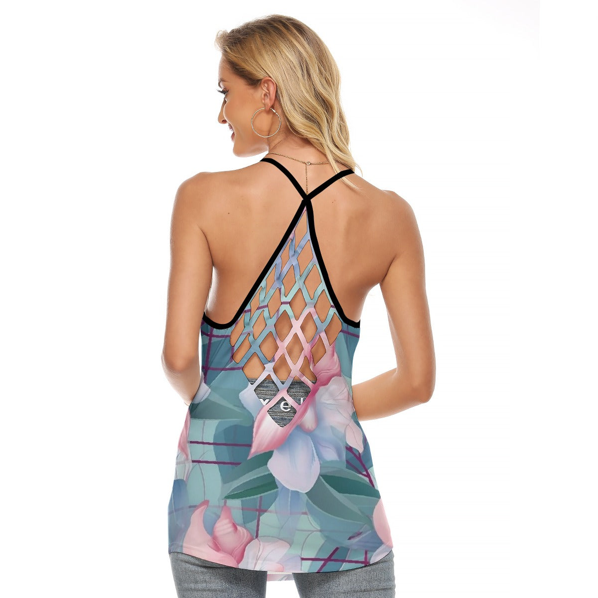 All-Over Print Women's Criss-Cross Open Back Tank Top
