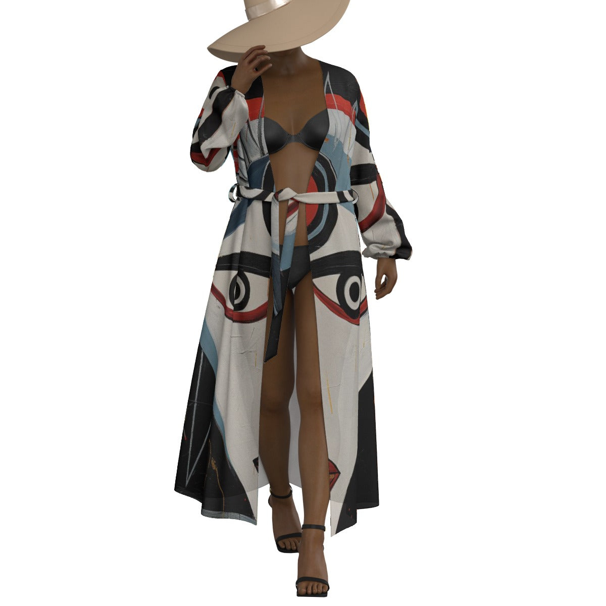 All-Over Print Women's Lace-up Chiffon Robe