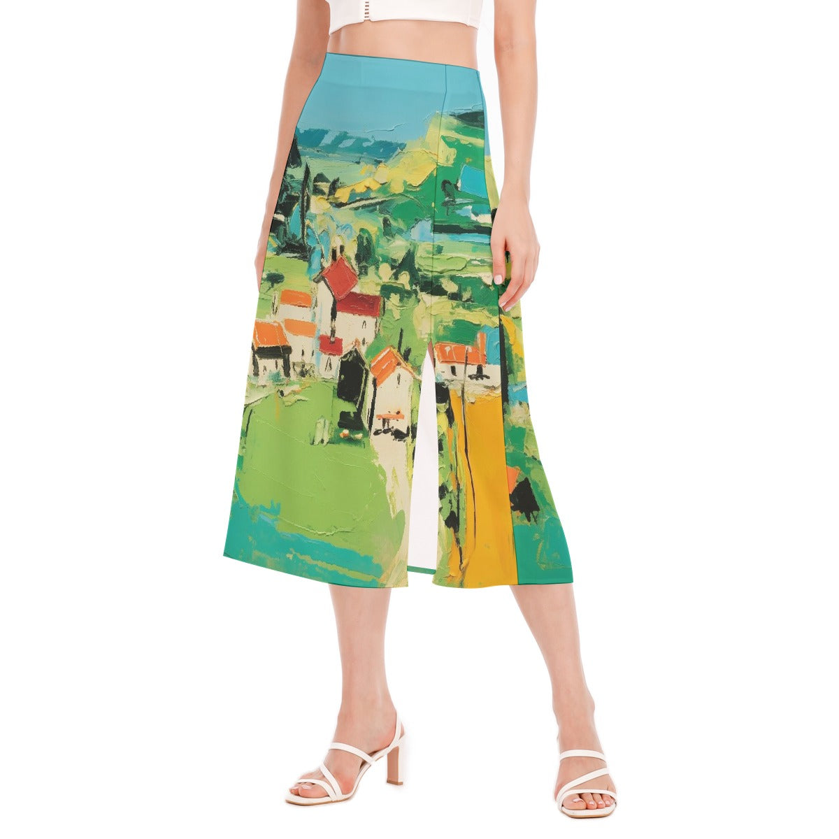 All-Over Print Women's High Slit Long Skirt