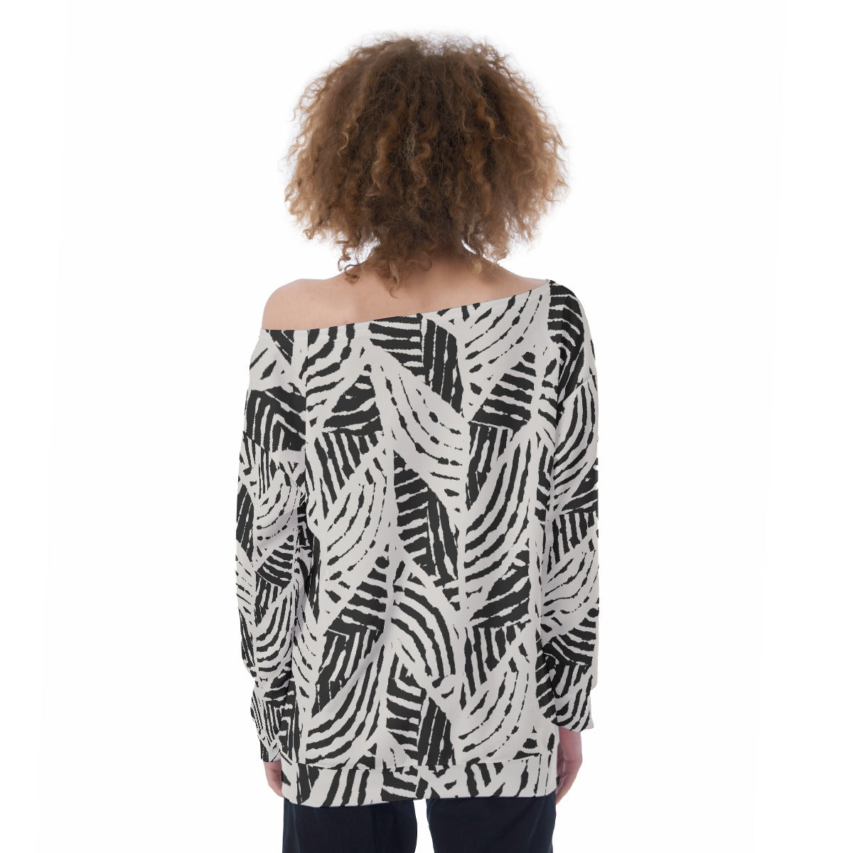 All-Over Print Oversized Women's Off-Shoulder Sweatshirt