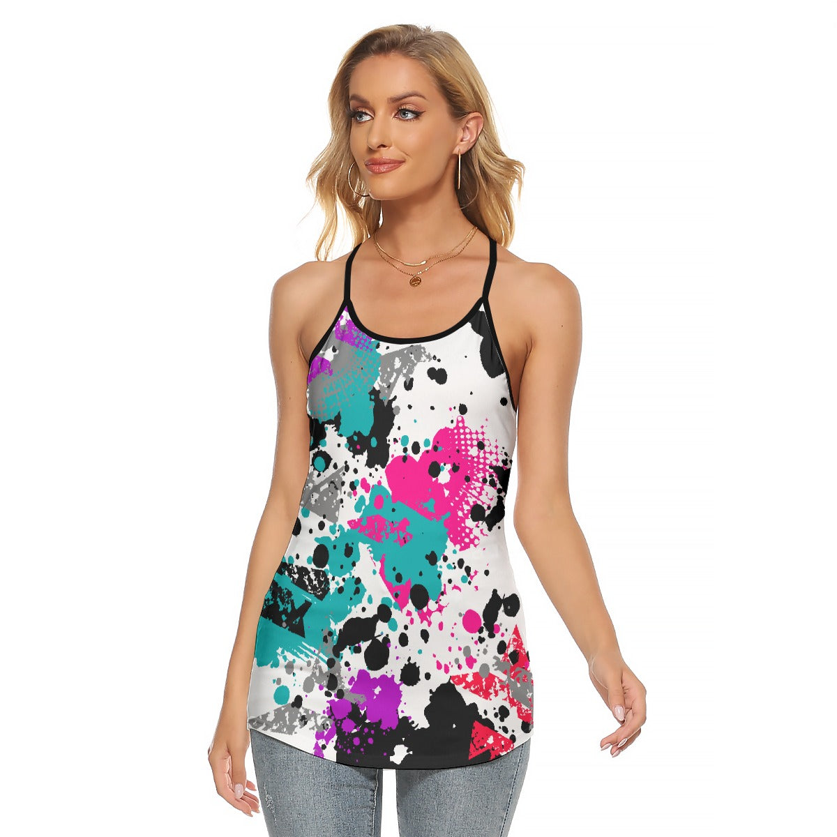 All-Over Print Women's Criss-Cross Open Back Tank Top