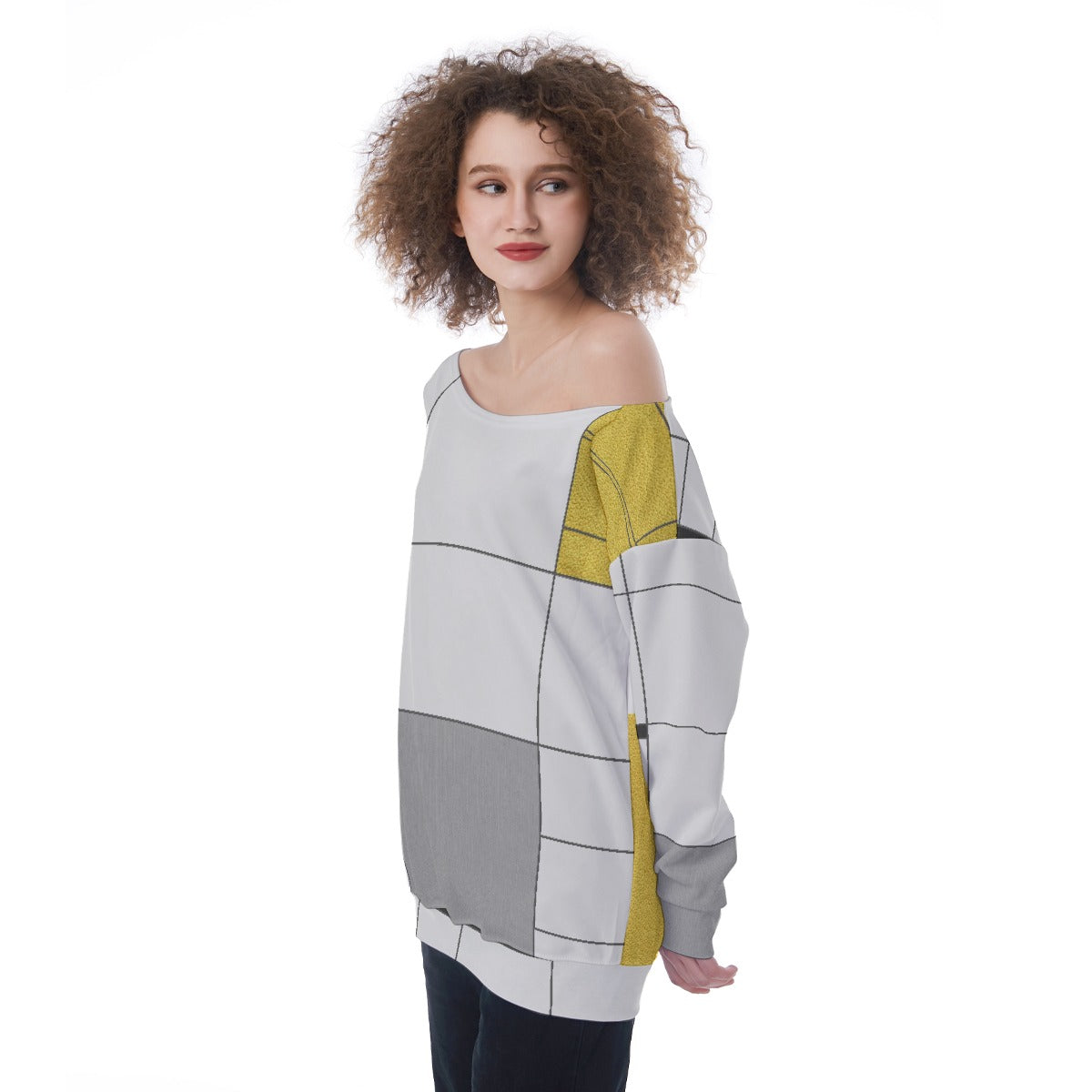 All-Over Print Oversized Women's Off-Shoulder Sweatshirt