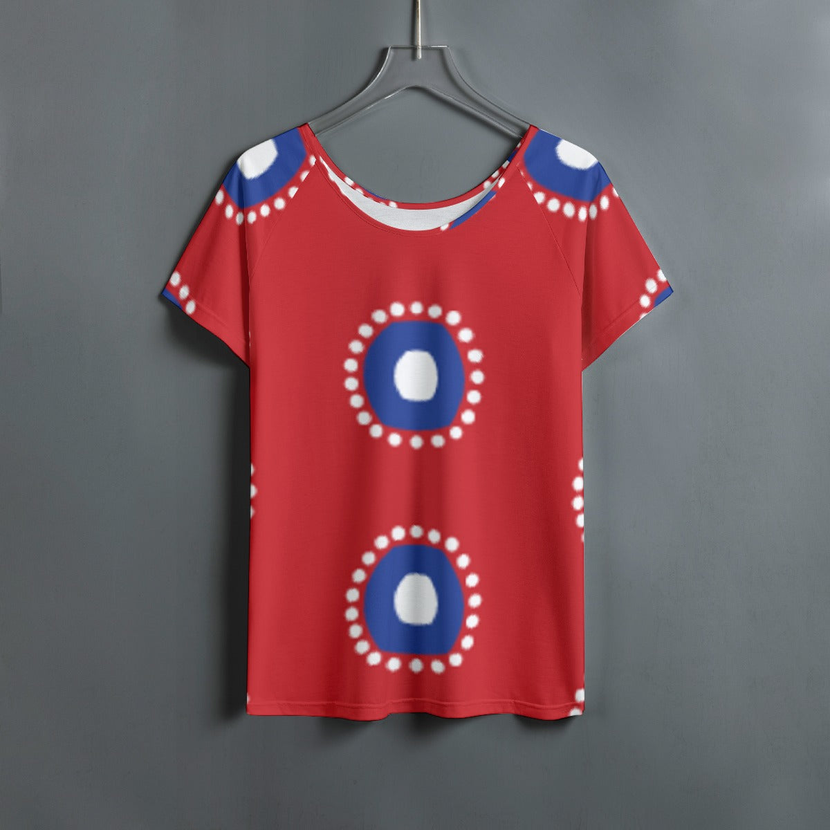 All-Over Print Women's Round Neck T-shirt With Raglan Sleeve