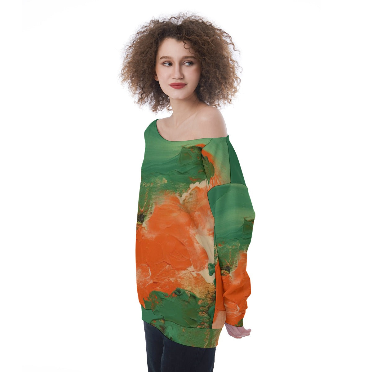 All-Over Print Oversized Women's Off-Shoulder Sweatshirt