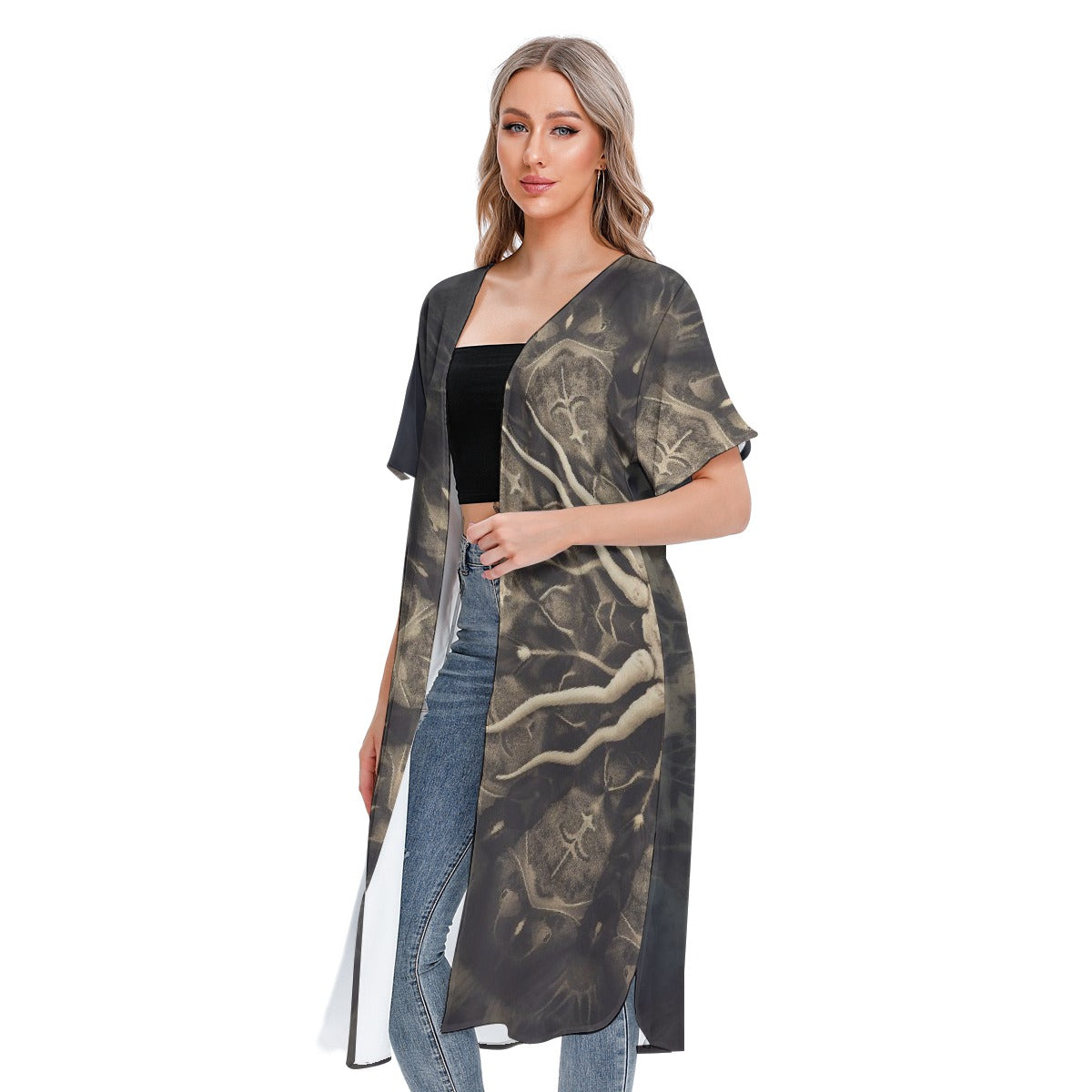 All-Over Print Women's Short Sleeve Cardigan