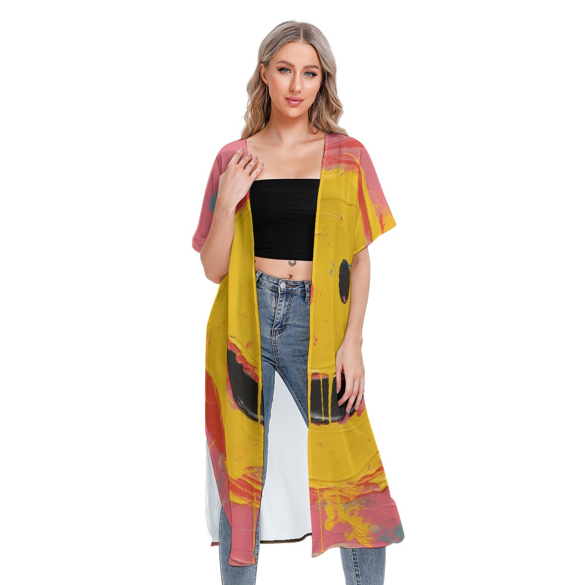 All-Over Print Women's Short Sleeve Cardigan