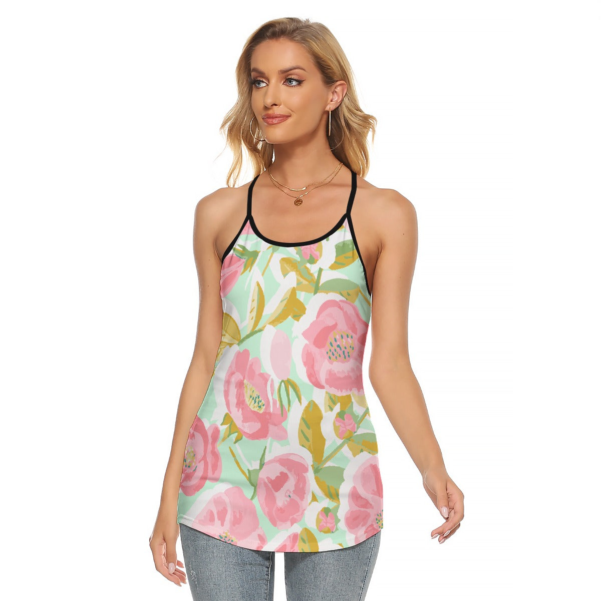 All-Over Print Women's Criss-Cross Open Back Tank Top