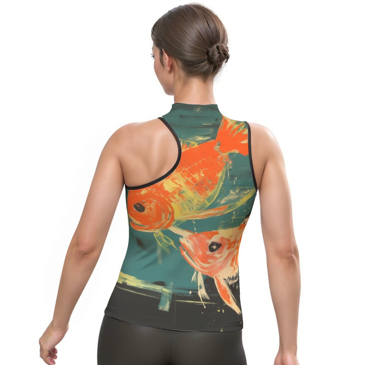 All-Over Print Women's Halter Sleeveless Asymmetrical Tank Top