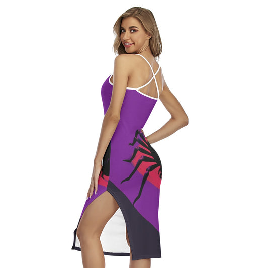 All-Over Print Women's Back Cross Cami Dress