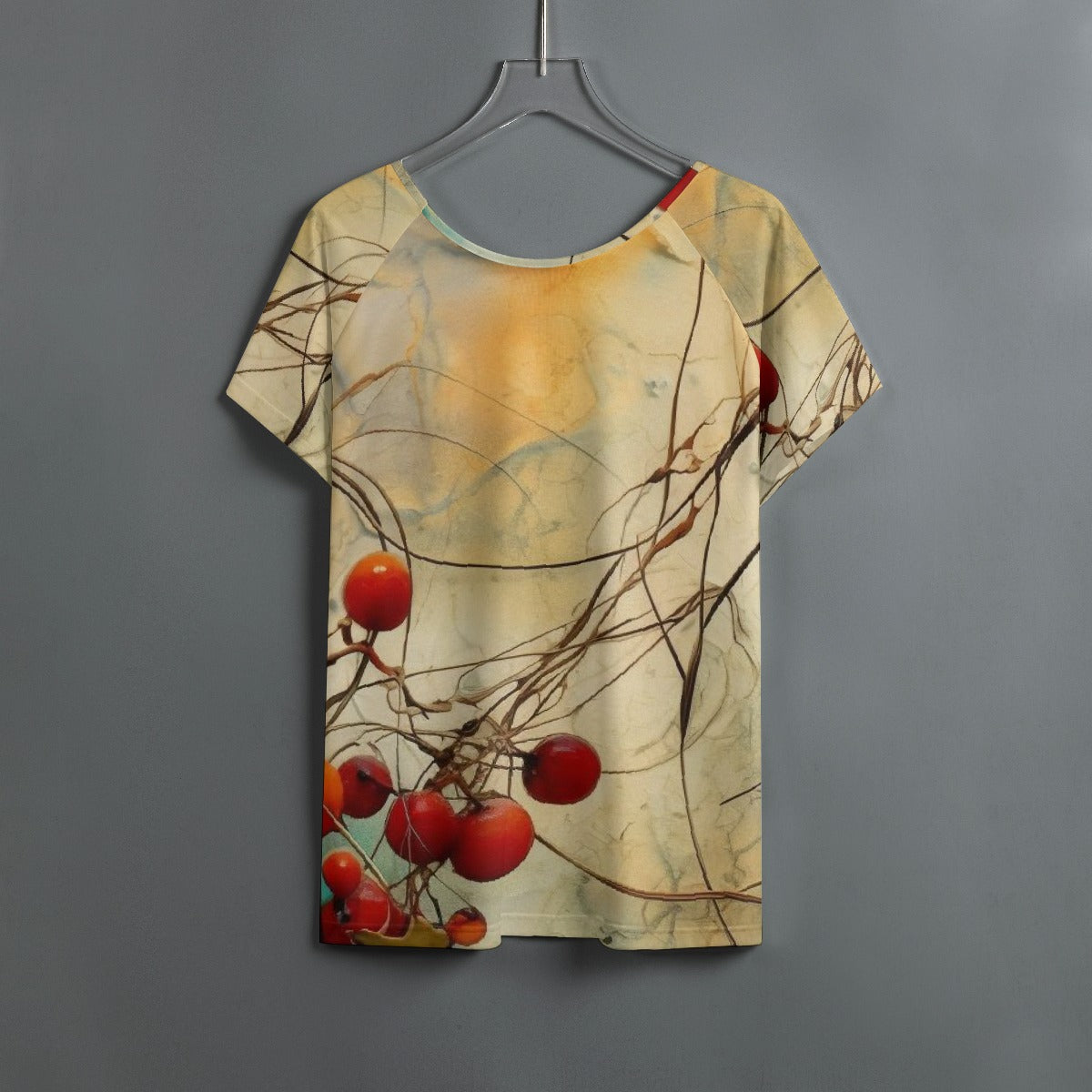All-Over Print Women's Round Neck T-shirt With Raglan Sleeve