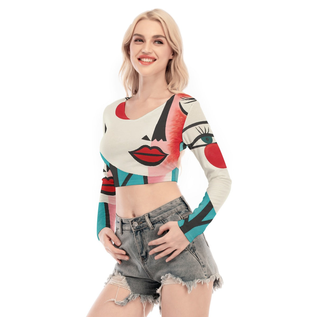 All-Over Print Women's Back Hollow T-shirt With Strap