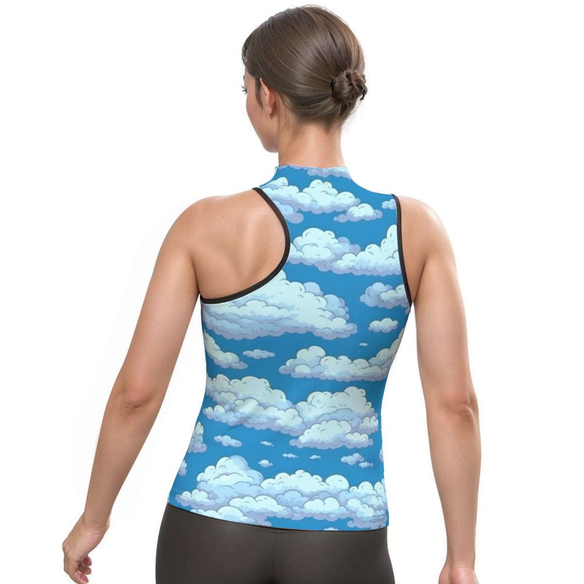 All-Over Print Women's Halter Sleeveless Asymmetrical Tank Top