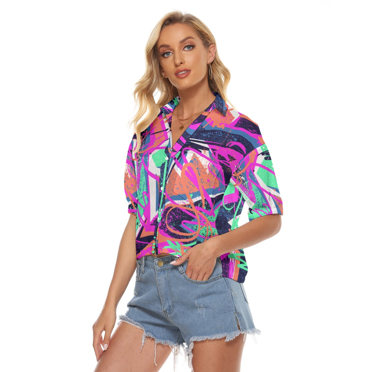 All-Over Print Women's V-neck Shirts